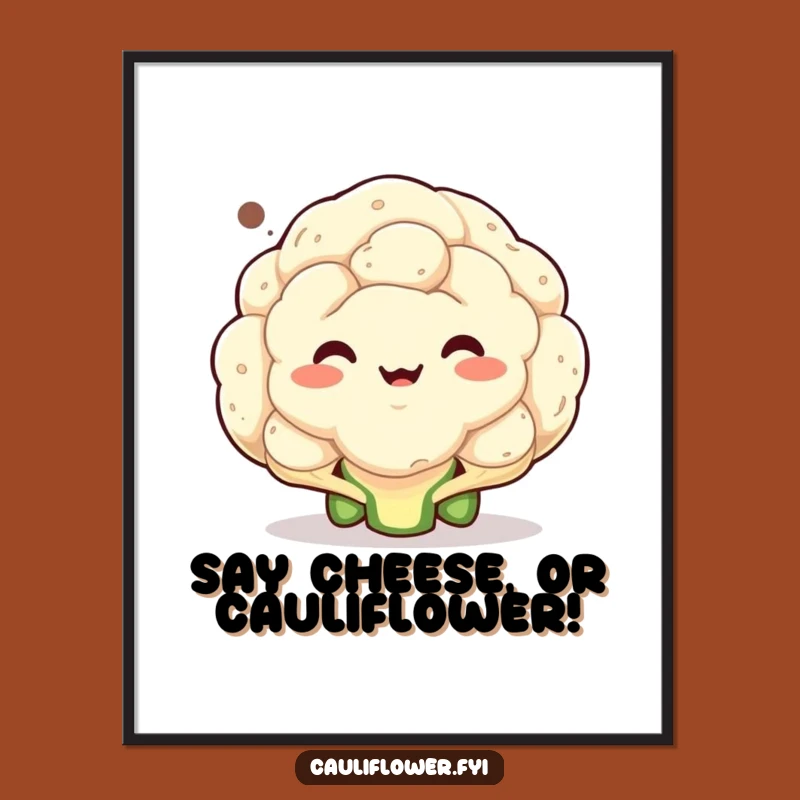 Free Printable Wall Art: Goofy Veggie Cauliflower, Funny Face Decor, Downloadable Art