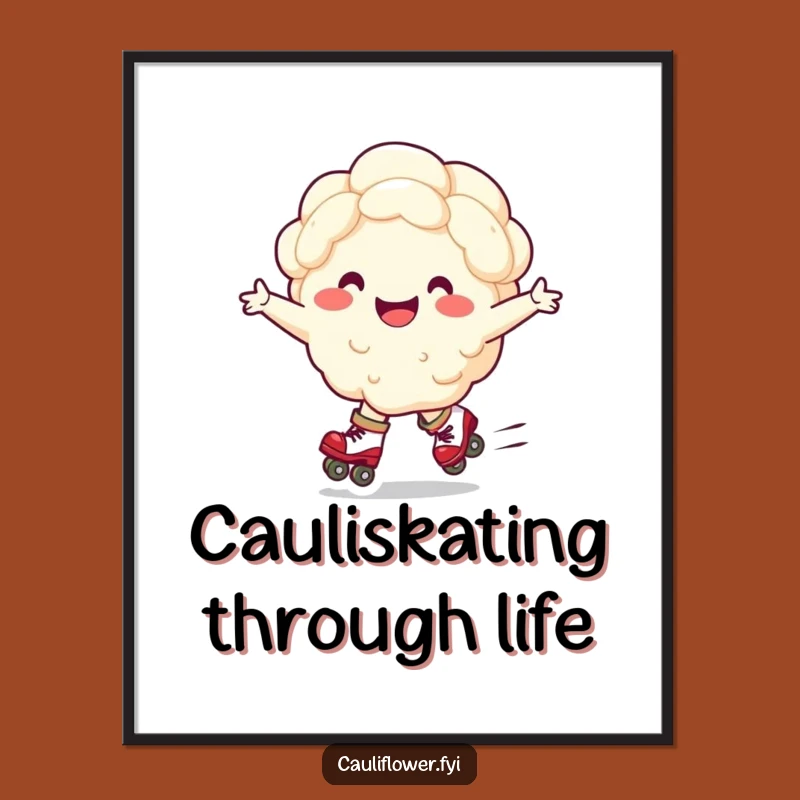 Free Printable Wall Art: Hilarious Roller Skating Cauliflower Downloadable Art