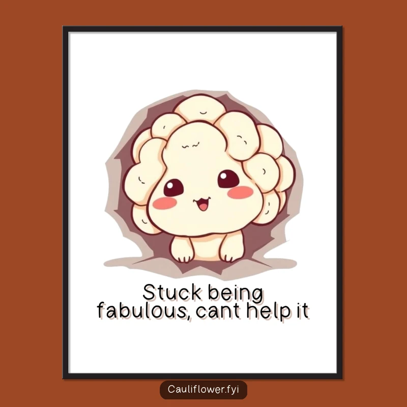 Free Printable Wall Art: Stuck Cauliflower Funny Quirky Downloadable Home Decor
