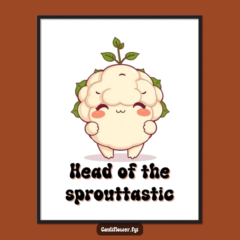 Funny Free Printable Wall Art: Cauliflower Sprout Balance Downloadable Kitchen Decor