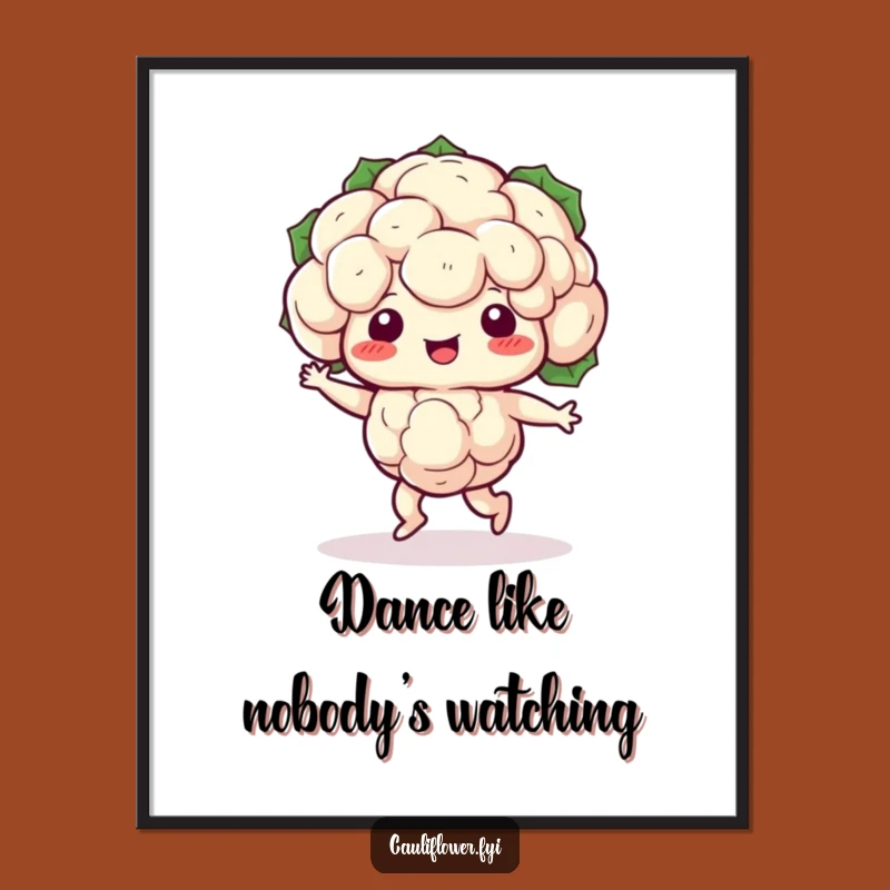 Funny Free Printable Wall Art: Dancing Kawaii Cauliflower - Groovy Decor