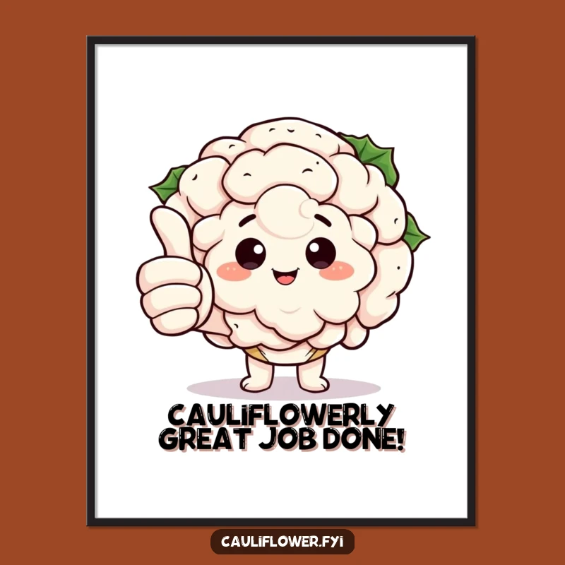 Funny Free Printable Wall Art: Thumbs Up Cauliflower, Quirky Downloadable Decor