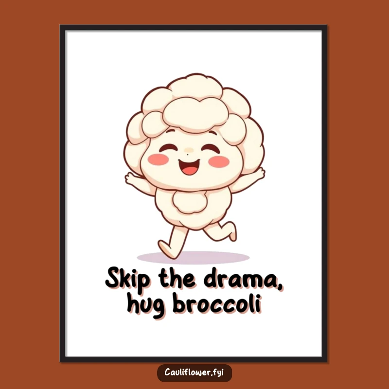 Funny Kawaii Cauliflower Wall Art: Free Printable, Happy Skip Decor