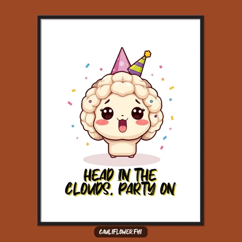 Funny Free Printable Wall Art: Surprised Kawaii Cauliflower - Instant Download Decor