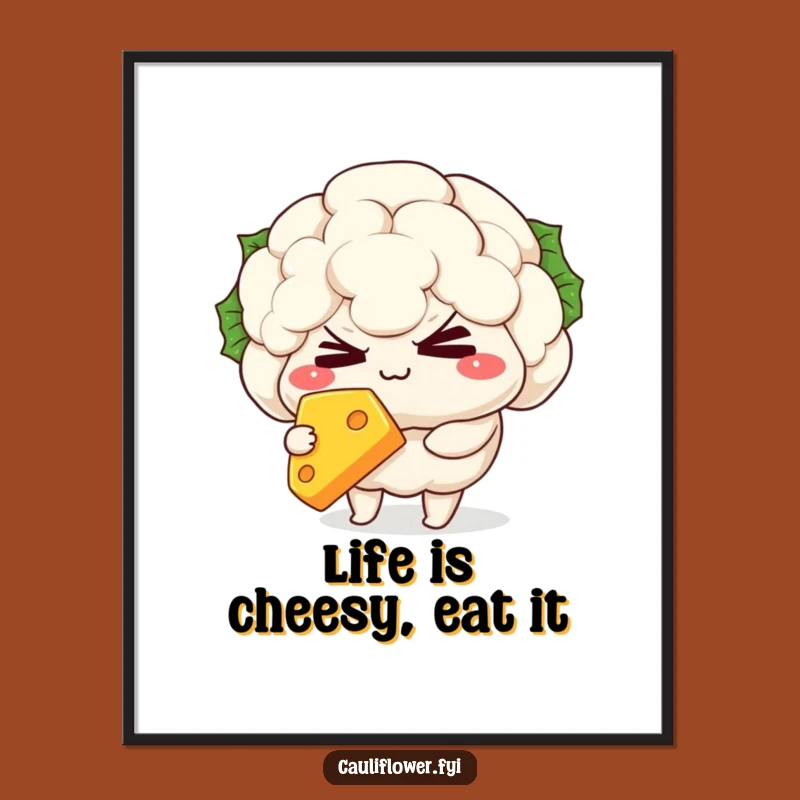 Free Printable Wall Art: Winking Cauliflower Cheese Funny Downloadable Decor