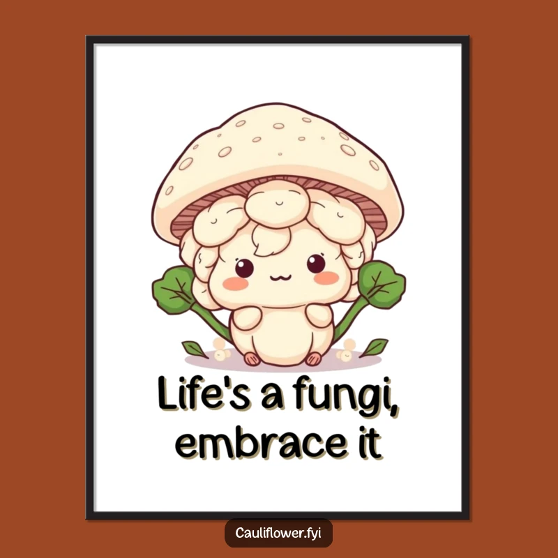 Funny Free Printable Wall Art: Playful Kawaii Cauliflower - Mushroom Hideout Decor