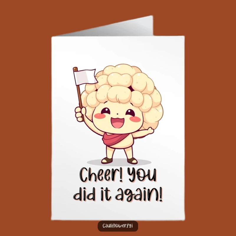Free Printable Birthday Card: Cheering Cauliflower Flags for a Winner!