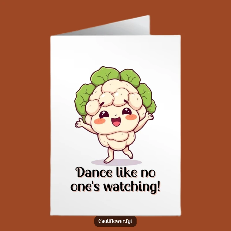 Free Printable Birthday Card: Wobbly Dancer Cauliflower Funny Gift
