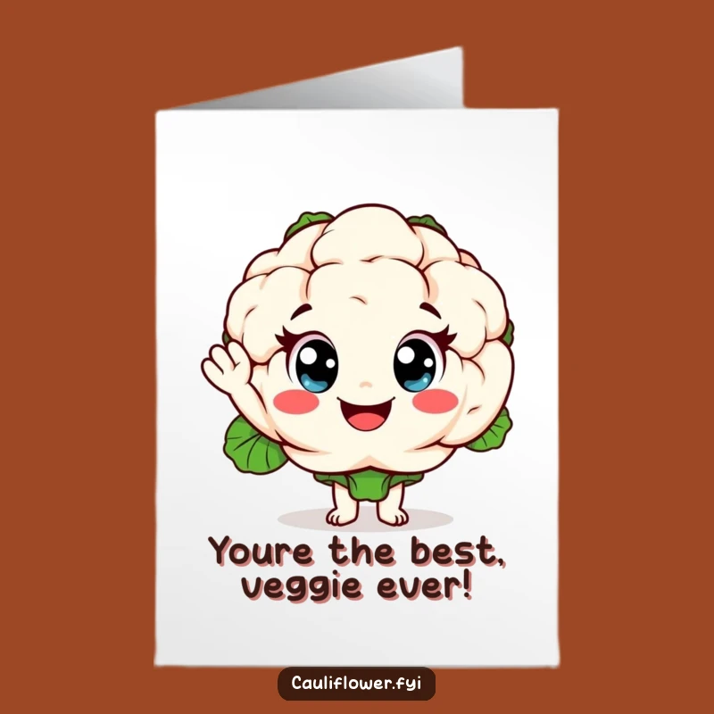 Free Printable Birthday Card: Cheerful Cauliflower Waves Hello Funny Downloadable Gift
