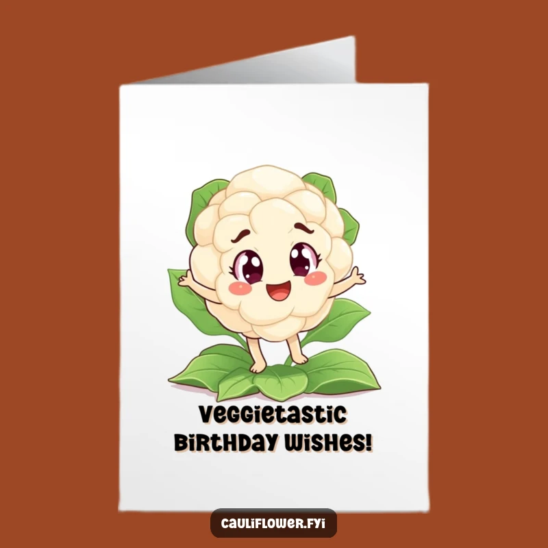Free Printable Birthday Card: Funny Cauliflower Jig Downloadable Gift for Veggie Lovers
