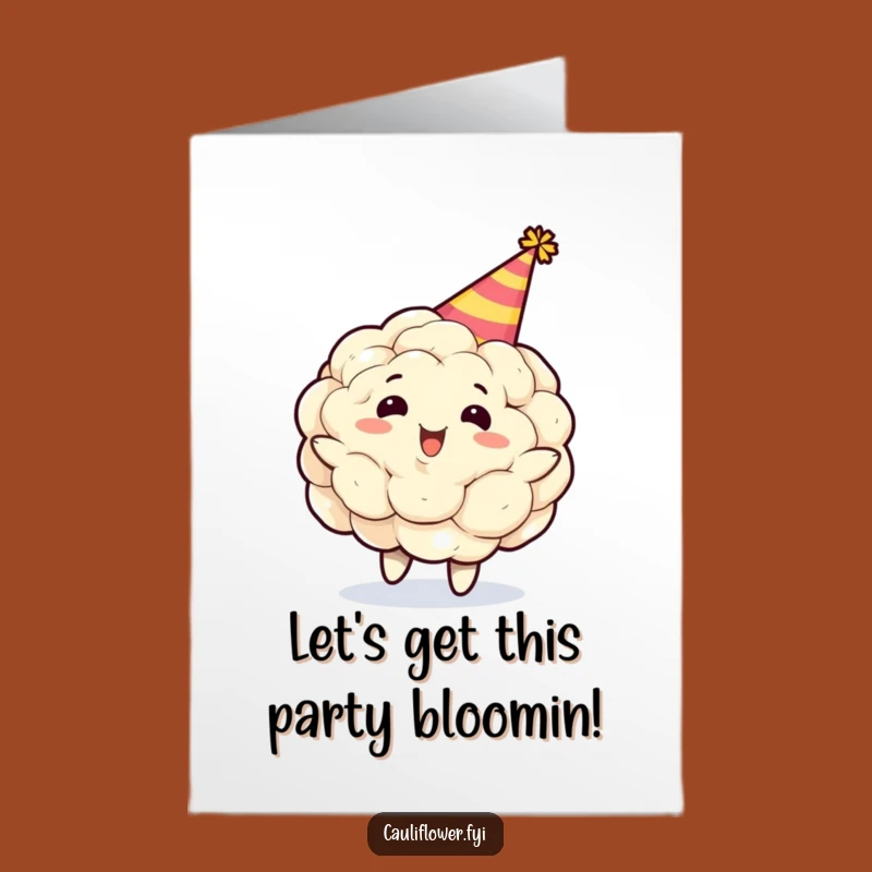 Free Printable Birthday Card: Funny Cauliflower Party Animal, Instant Download DIY Gift