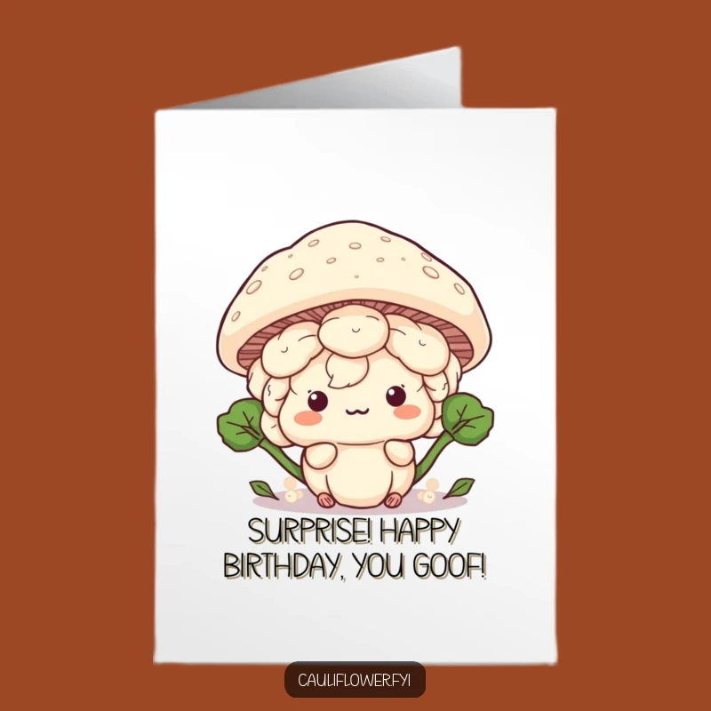 Funny Free Printable Birthday Card: Shy Kawaii Cauliflower - Mushroom Hideout