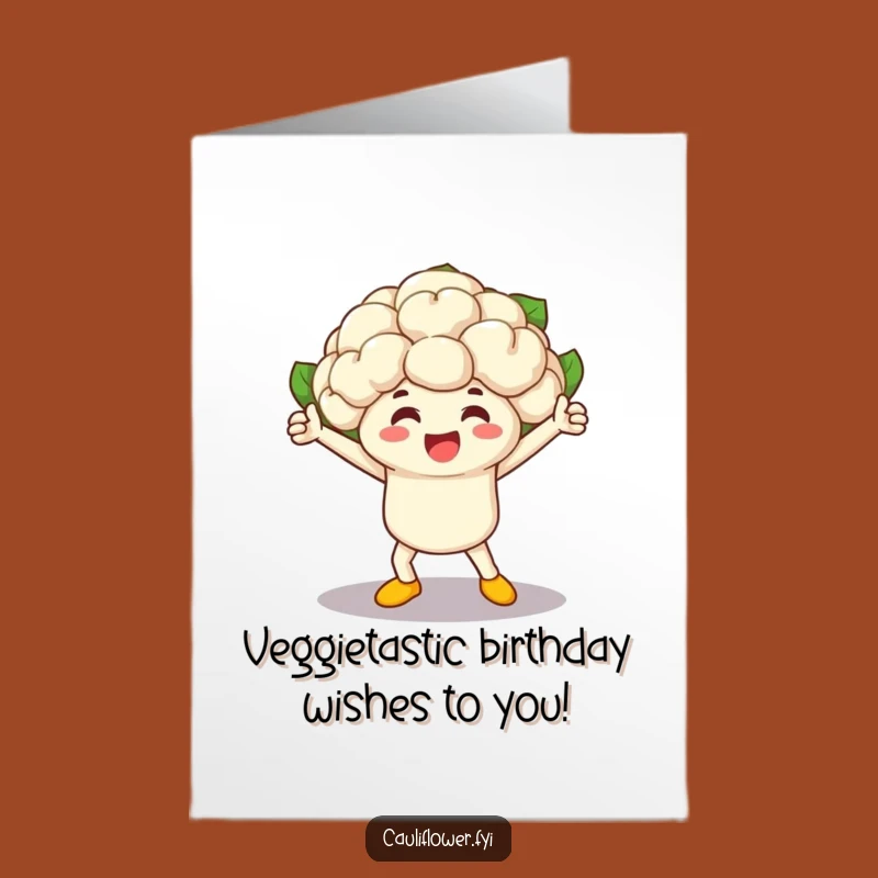 Funny Free Printable Birthday Card: Victorious Cauliflower Veggie Race Winner Downloadable Gift