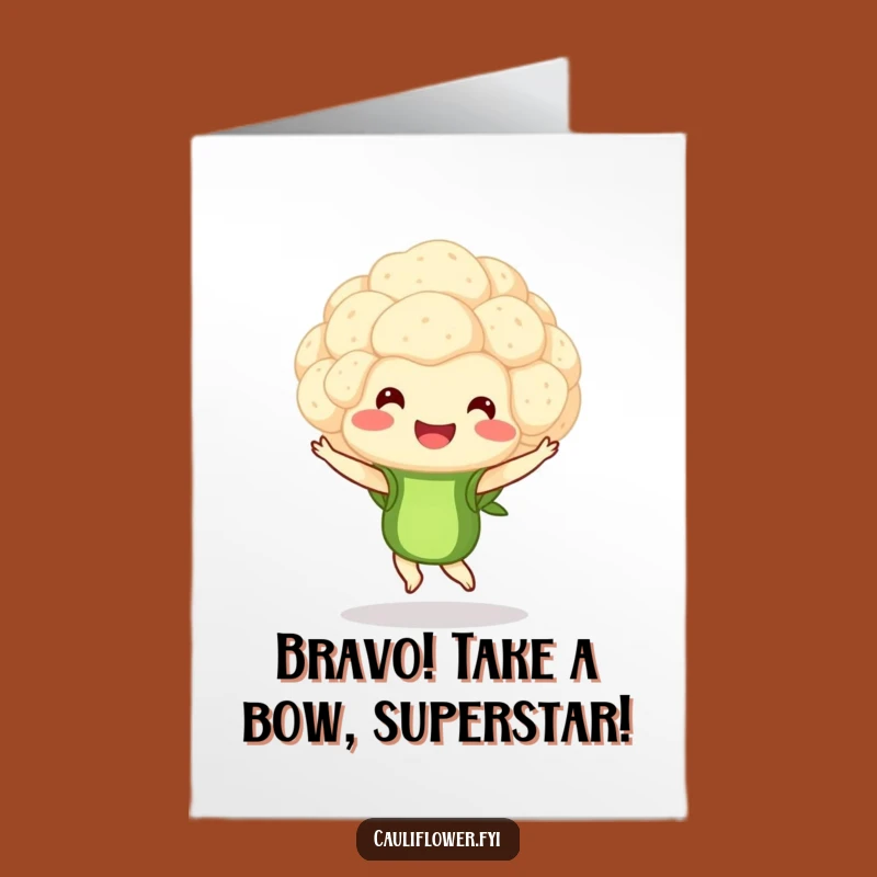 Twirling Free Printable Congrats Card: Cauliflower Victory Dance for Your Success!