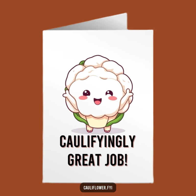 Free Printable Congrats Card: Funny Kawaii Cauliflower Waving Celebration Downloadable Gift