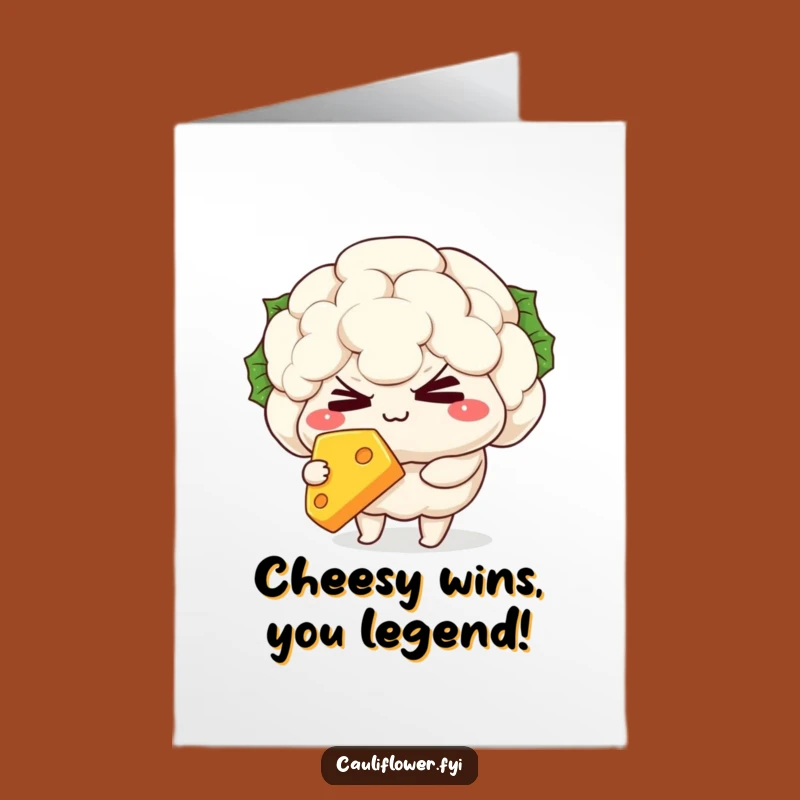 Free Printable Congrats Card: Winking Cauliflower Cheese Funny Downloadable Greeting