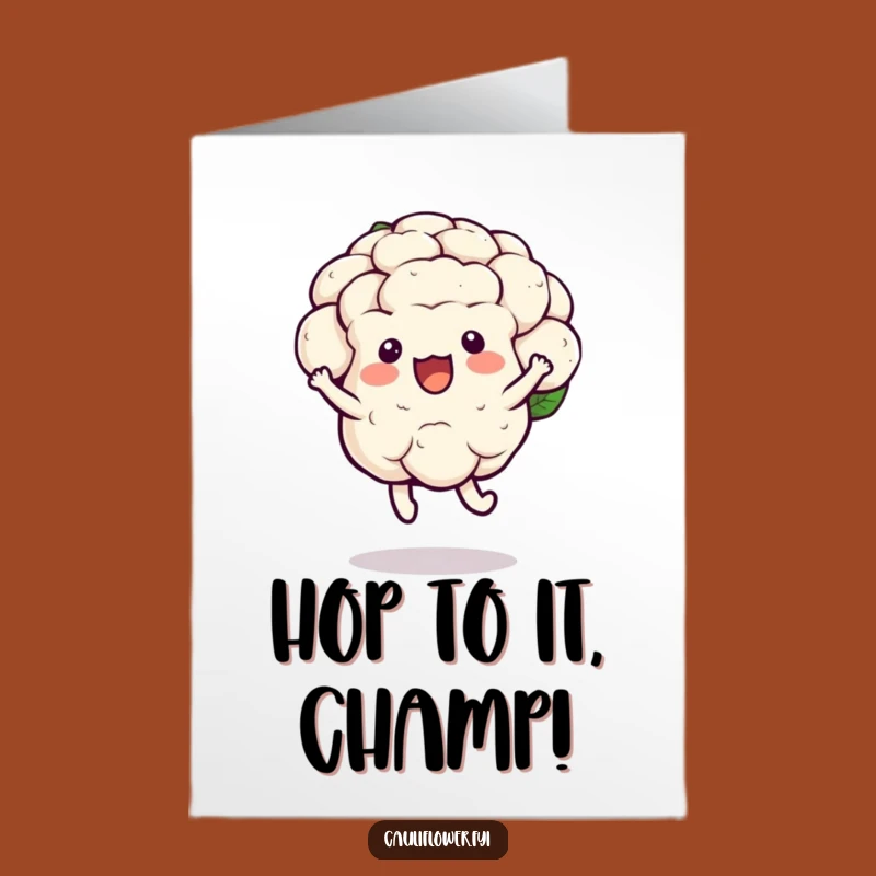 Free Printable Congrats Card: Bouncy Kawaii Cauliflower, Fun Downloadable Achievement Art