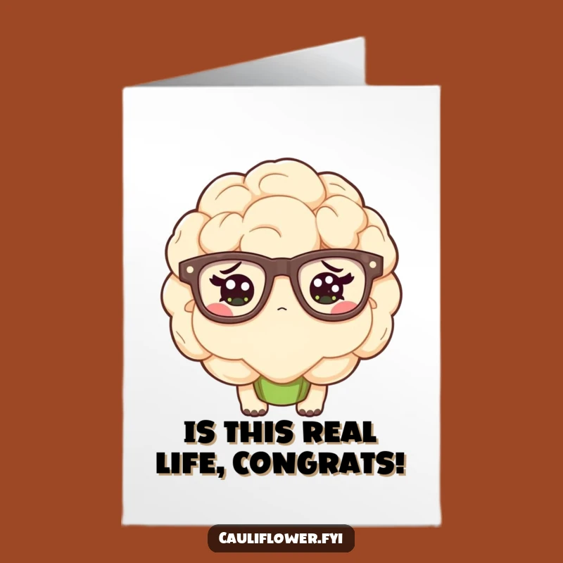 Free Printable Congrats Card: Funny Kawaii Cauliflower Puzzled Celebration Downloadable Gift