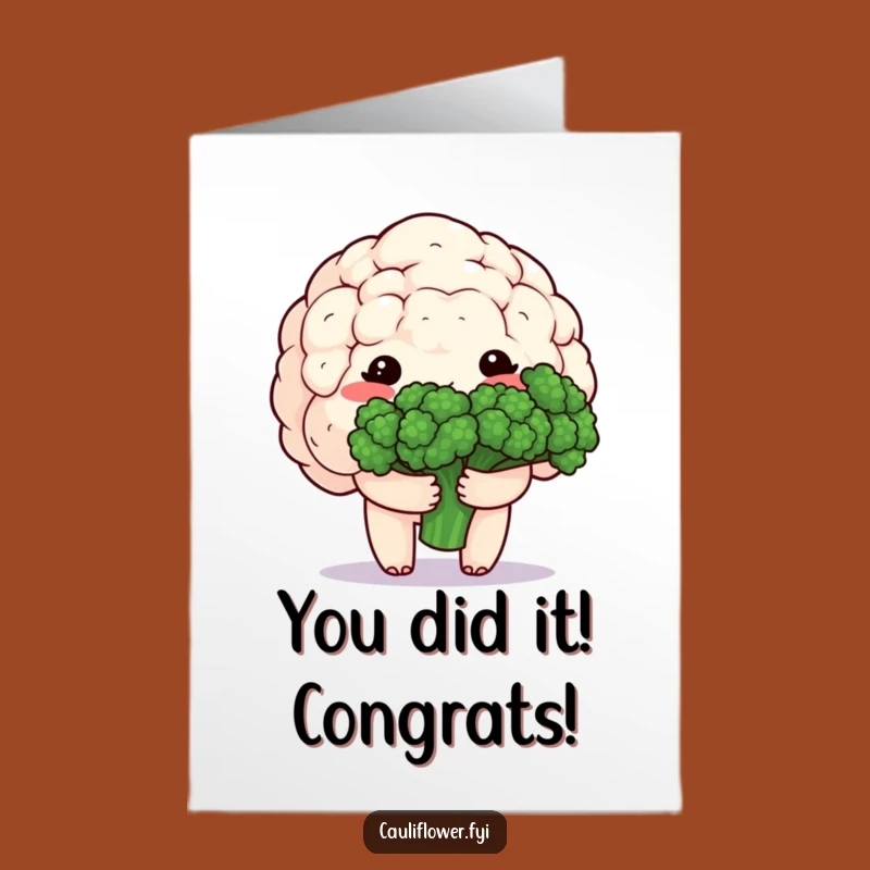Free Printable Congrats Card: Kawaii Cauliflower's Shy Broccoli Blooms!