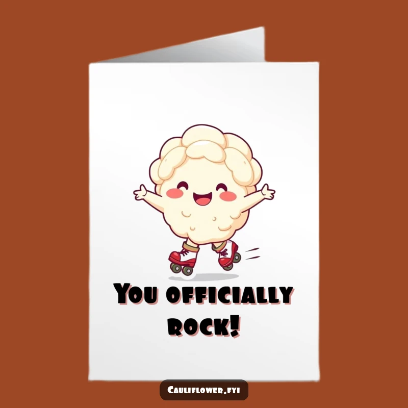 Free Printable Congrats Card: Roller Skating Cauliflower for Your Big Win!