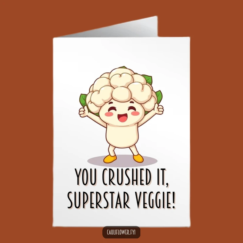 Free Printable Congrats Card: Triumphant Cauliflower Veggie Race Winner Celebration Download