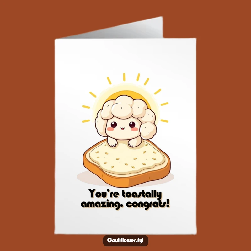 Funny Free Printable Congrats Card: Relaxed Kawaii Cauliflower - Toast Vibes