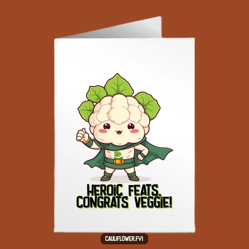 Free Printable Congrats Card: Kawaii Cauliflower Hero - Mighty Funny Downloadable