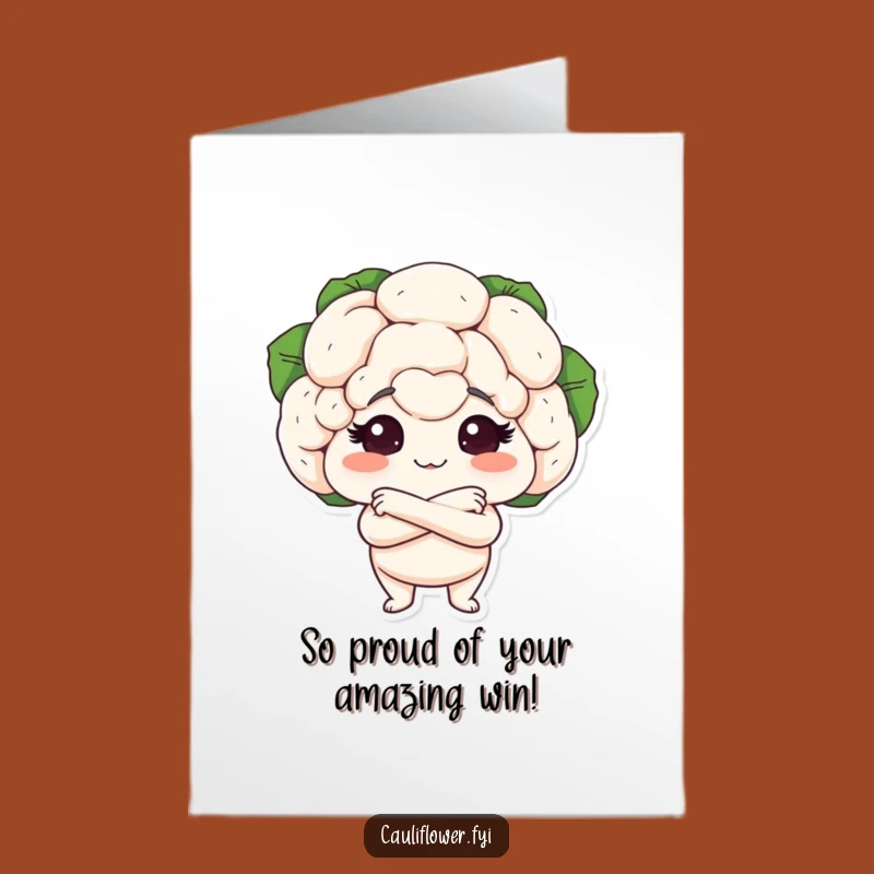Proud Free Printable Congrats Card: Cauliflower's Seal of Approval for Your Win!