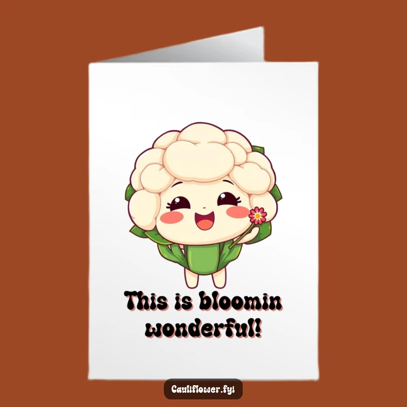 Free Printable Congrats Card: Delighted Cauliflower Flower, Joyful Downloadable Gift for Success