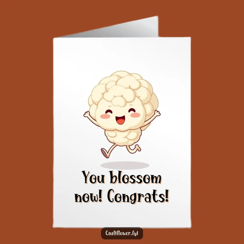 Free Printable Congrats Card: Kawaii Cauliflower Skips for Your Big Win!