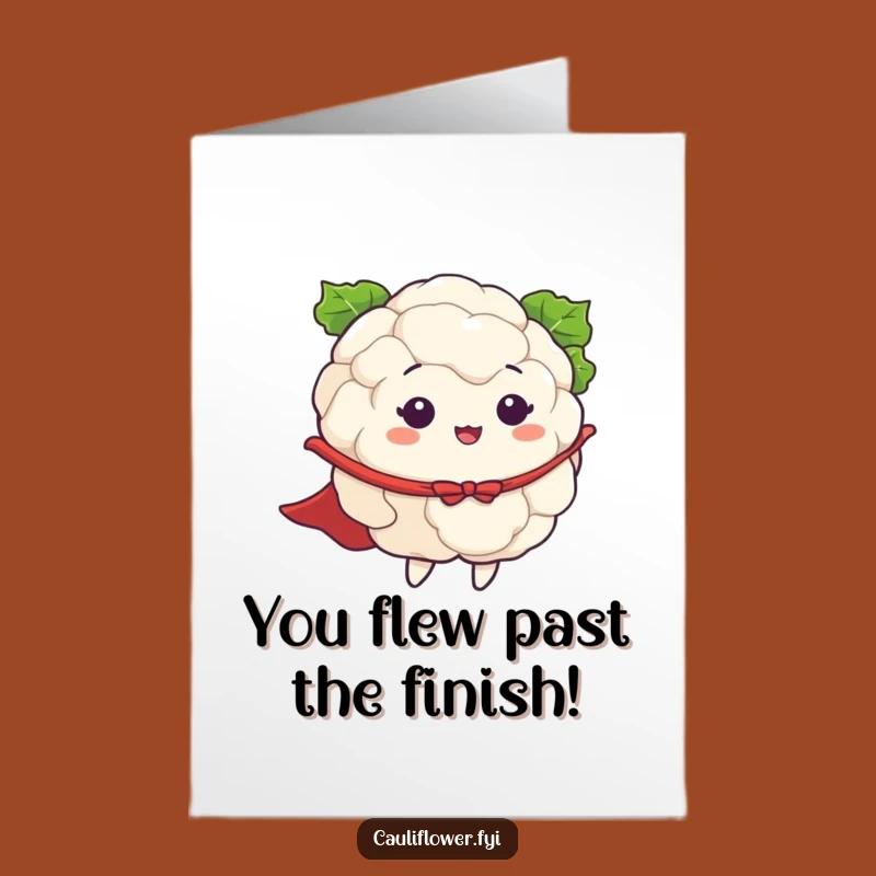 Free Printable Congrats Card: Flying Cauliflower, Superhero Success, Funny Downloadable