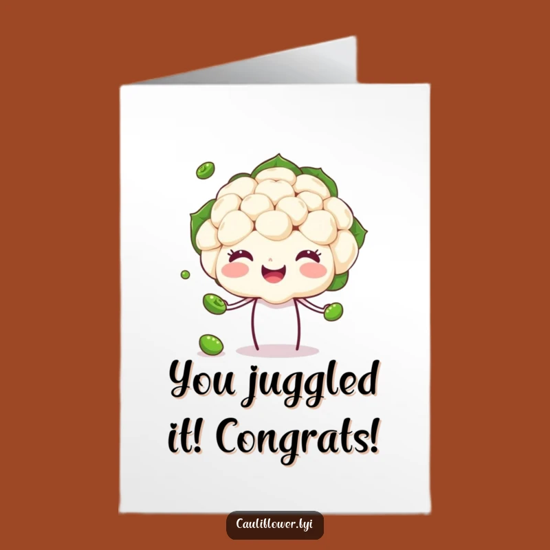 Free Printable Juggling Cauliflower Congrats Card - Skillful Downloadable Gift