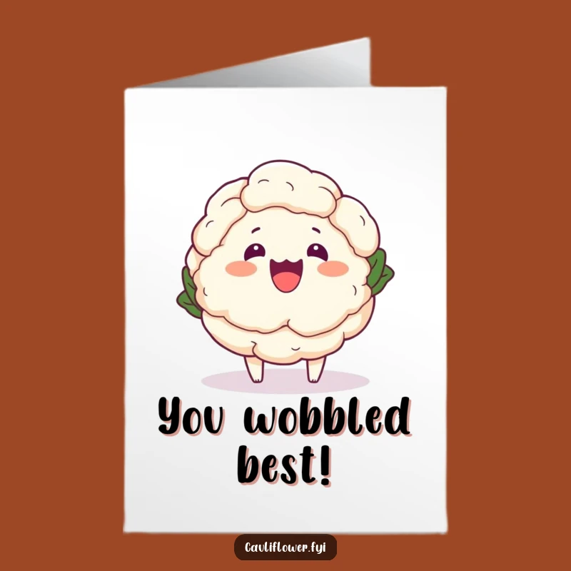 Kawaii Cauliflower Wobble: Funny Free Printable Congrats Card for Instant Cheer