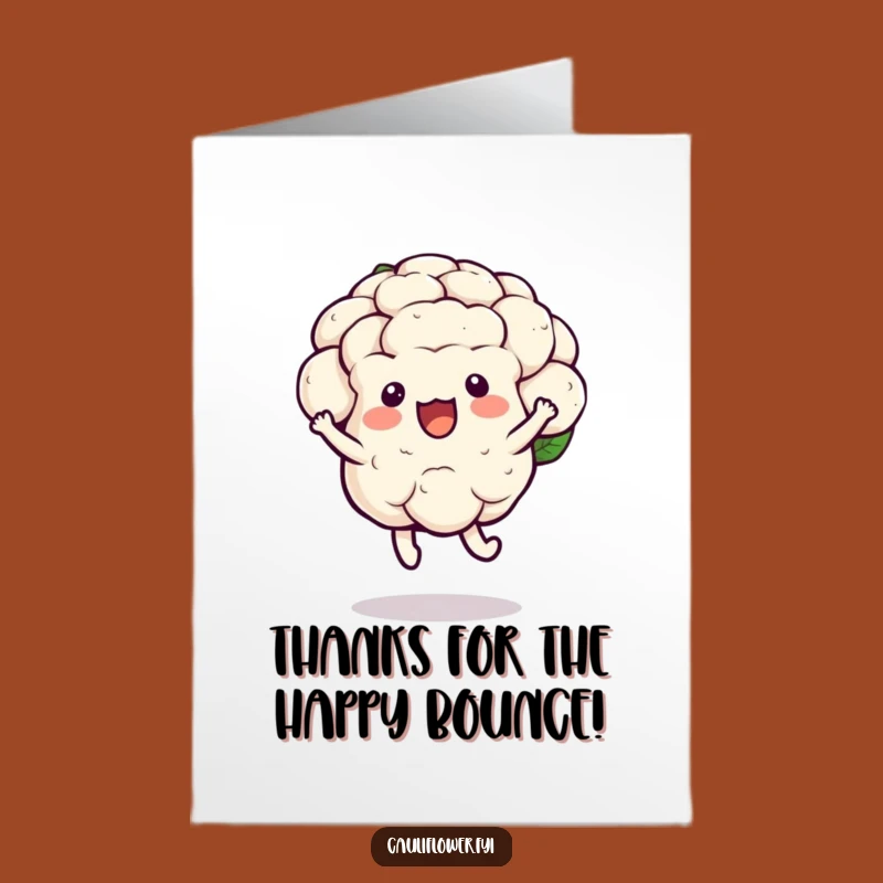 Free Printable Thank You Card: Bouncing Cauliflower, Cheerful Downloadable Gratitude Art