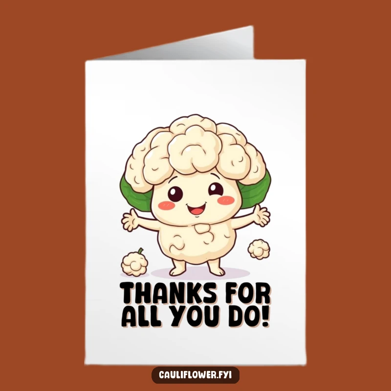 Free Printable Thank You Card: Cauliflower Juggler Funny Downloadable Gift