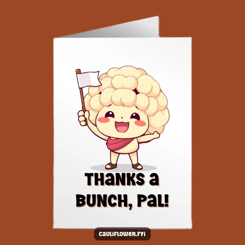 Free Printable Thank You Card: Cheerful Cauliflower with a Flag!
