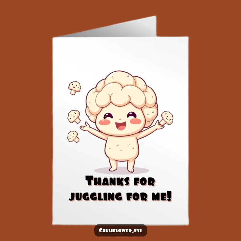 Free Printable Thank You Card: Juggling Cauliflower, Appreciative Downloadable
