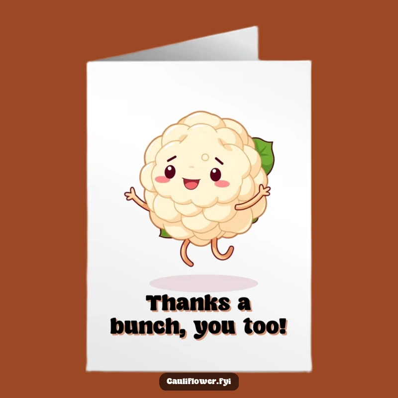 Free Printable Thank You Card: Wobbly Cauliflower Dance, Funny Gratitude, Downloadable Art