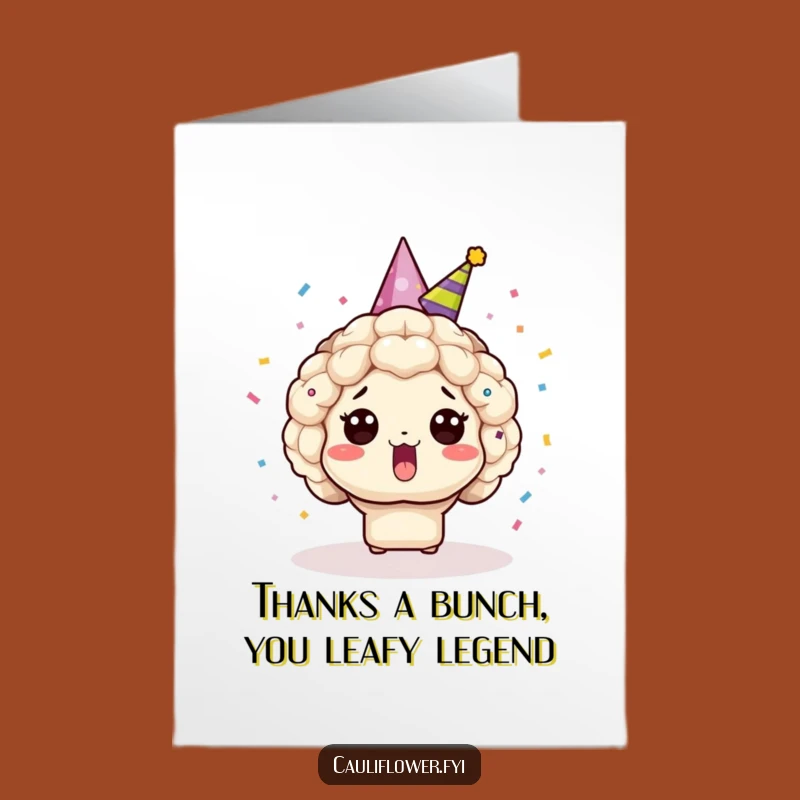 Funny Free Printable Thank You Card: Surprised Kawaii Cauliflower - DIY Download