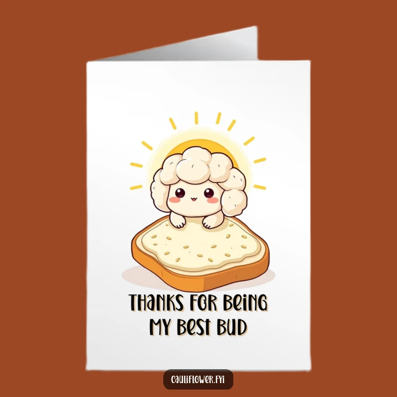 Funny Free Printable Thank You Card: Chill Kawaii Cauliflower - Toast Gratitude