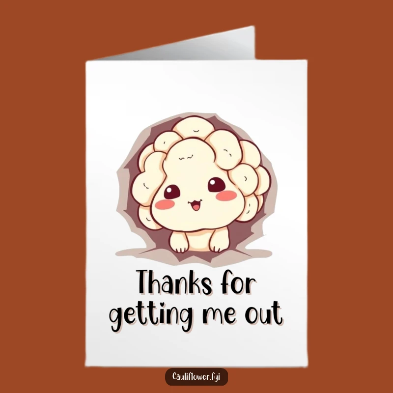 Free Printable Thank You Card: Stuck Cauliflower Says Thanks Funny Downloadable Gift