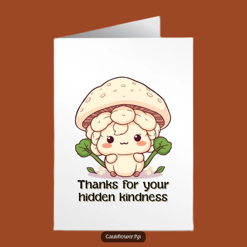 Funny Free Printable Thank You Card: Shy Kawaii Cauliflower - Mushroom Thanks