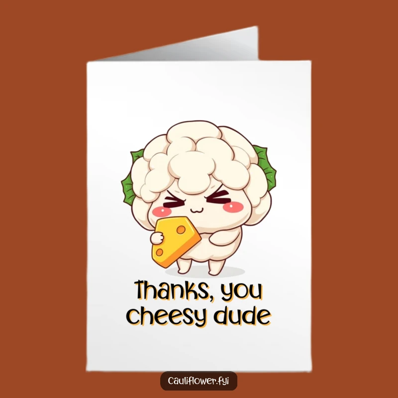 Free Printable Thank You Card: Winking Cauliflower Cheese Funny Downloadable Note