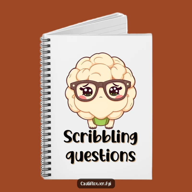 Funny Kawaii Cauliflower Confused Notebook - Hilarious Glasses Journal for Puzzled Ideas