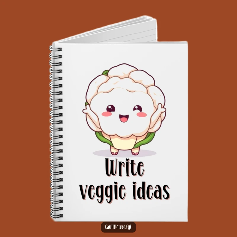 Funny Kawaii Cauliflower Wave Notebook - Hilarious Veggie Journal for Friendly Notes
