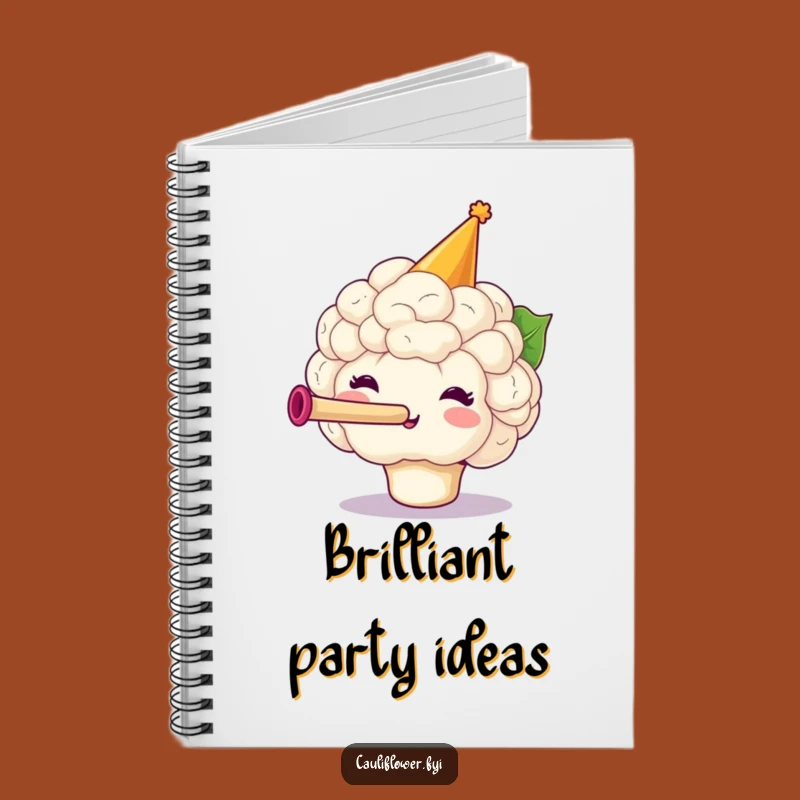 Funny Party Cauliflower Notebook, Festive Veggie Journal for a Hilarious Gift