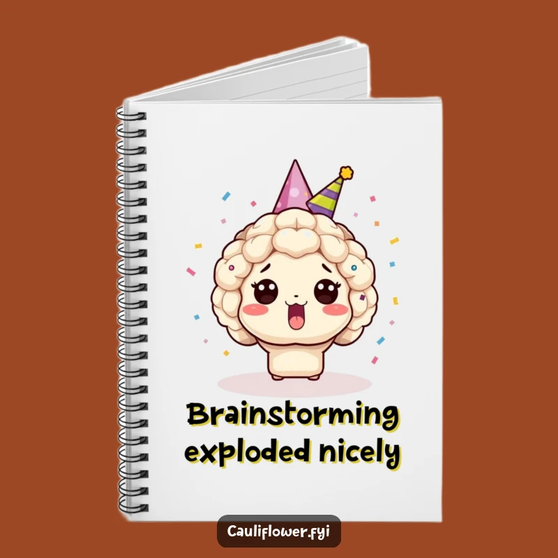 Funny Surprised Kawaii Cauliflower Notebook - Jot Down Humorous Thoughts