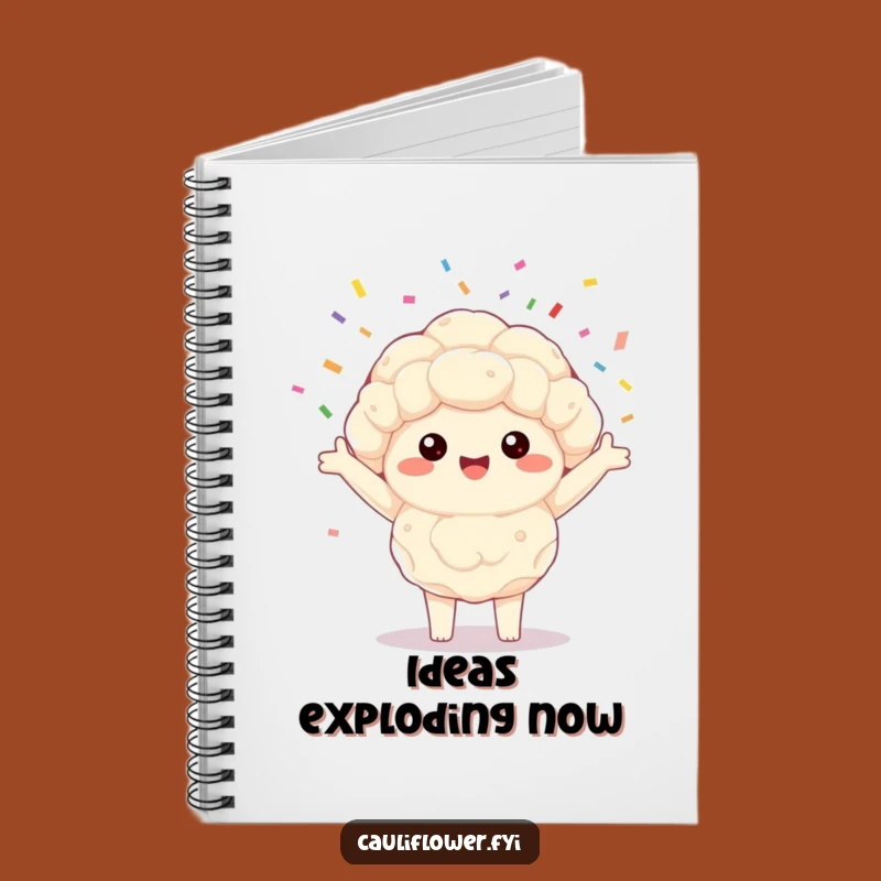 Funny Kawaii Cauliflower Notebook: Joyful Confetti Spinner Journal, Gift