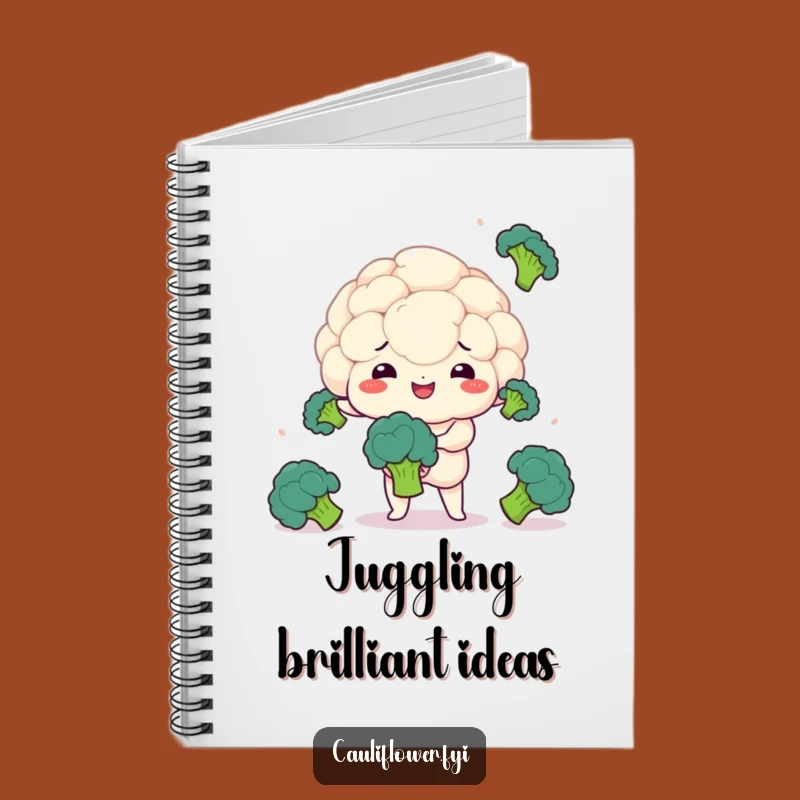 Kawaii Cauliflower Juggling Funny Notebook - Gift for Organized Fun