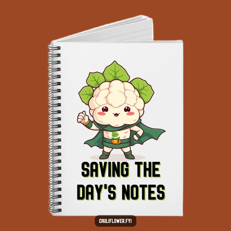 Kawaii Cauliflower Superhero Funny Notebook - Gift for Mighty Writers